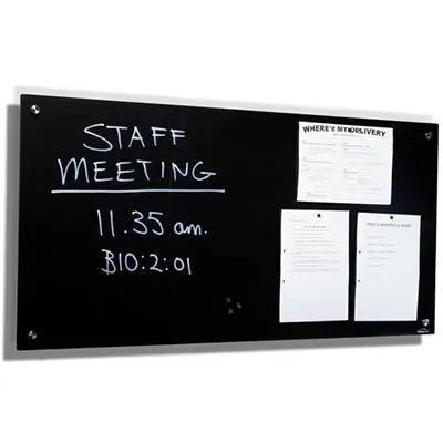 Visionchart Lumiere Magnetic Glassboard With Pen Tray 1800 X 1200Mm Black