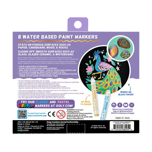 Vivid Pop! 8pk Water Based Metallic Markers