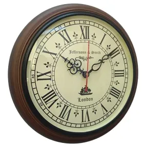 Wall Clock, Watch, Wooden Frame, Brass, Antique, Nautical, Hanging Antique Look - 12 Inch (Pack of one)