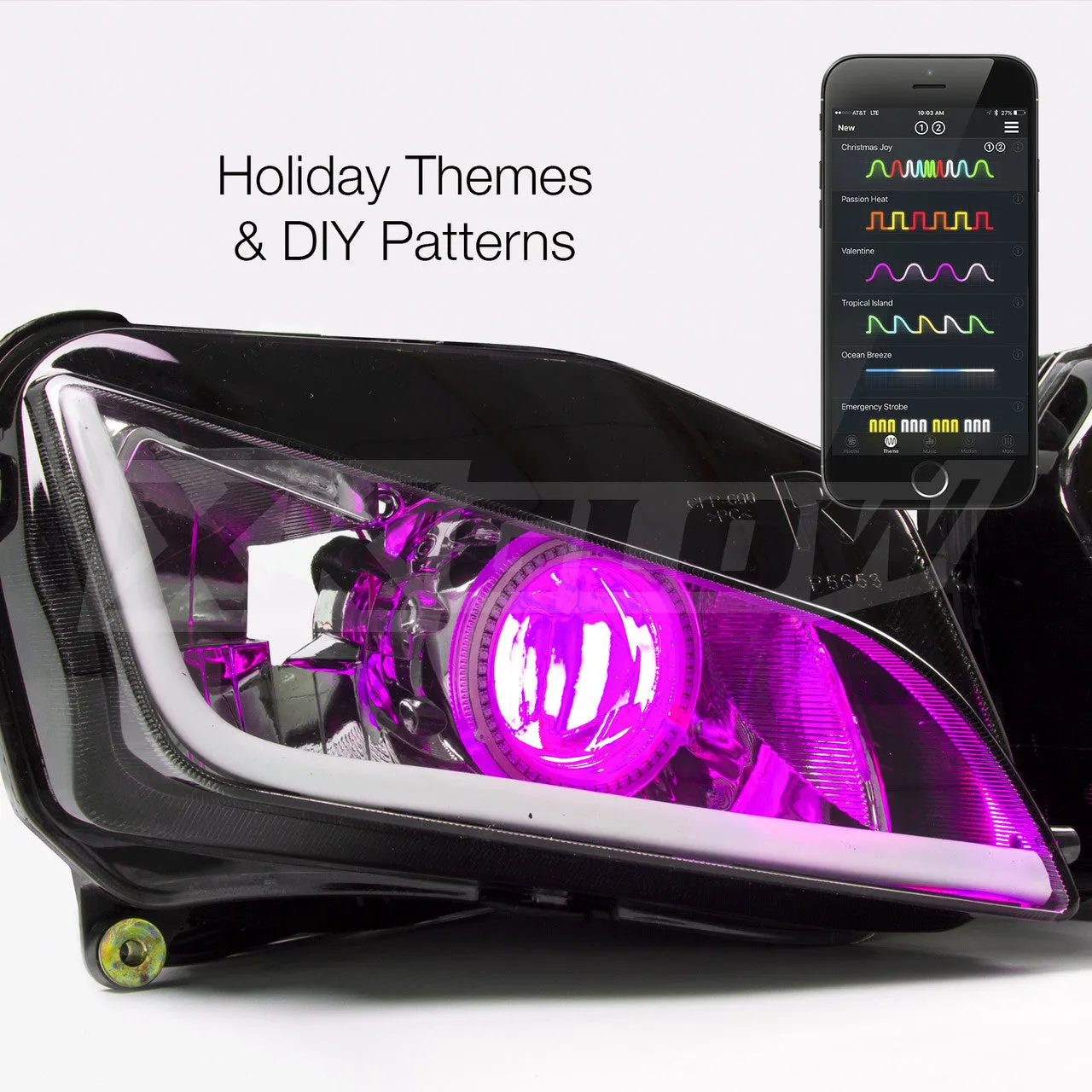 XKGlow RGB Devil Eye Kit for Headlights w/ Xkchrome Smartphone App
